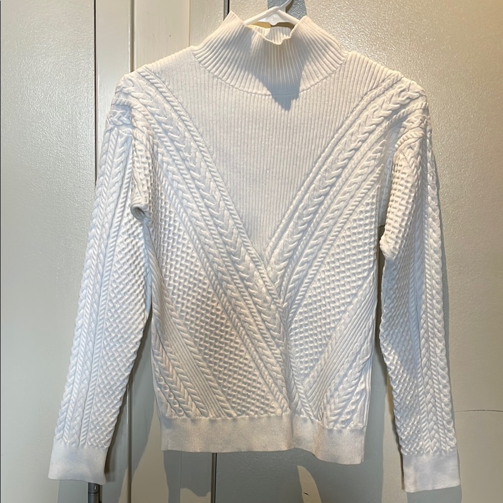 Club Monaco White Cable Knit Sweater